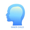 Human head with inner child inside concept Royalty Free Stock Photo