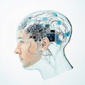 Human head with internal circuitry and artificial intelligence concept Royalty Free Stock Photo