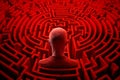 Human head in labyrinth, symbolizing doubts, psychology, psychotherapy, and mental processes, conceptual image for Royalty Free Stock Photo
