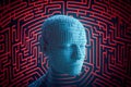 Human head in labyrinth, symbolizing doubts, psychology, psychotherapy, and mental processes, conceptual image for Royalty Free Stock Photo