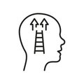 Human Head with Ladder Linear Pictogram. Mental Growth Line Icon. Intellectual Process Development Symbol Concept