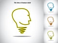 Human head light bulb idea abstract concept illustration art