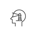 Human head with lighthouse outline icon