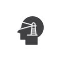 Human head with lighthouse vector icon