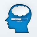 Human head with loading bar and thought bubble Royalty Free Stock Photo