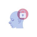 Human head and lock flat icon