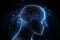 Human head with a luminous brain network consciousnes from generative ai Royalty Free Stock Photo