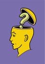 Human head. A man`s brain is open. Abstract form of an open human head. Profile man. Profile man. The question is in my head.