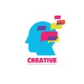 Human head - Manage - vector logo concept illustration. Creative idea. Learning education sign. Thinking brain symbol. Imagination