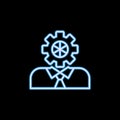 human head mechanism line icon in neon style. One of Headhunting, HR collection icon can be used for UI, UX