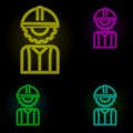 human head mechanism neon color set icon. Simple thin line, outline vector of automation icons for ui and ux, website or mobile