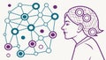 Human Head with Network Connections Brain Concept Vector, vector design Generative AI Royalty Free Stock Photo