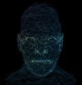 Human head network line abstract background. 3d illustration. Royalty Free Stock Photo