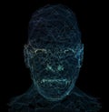 Human head network line abstract background. 3d illustration. Royalty Free Stock Photo