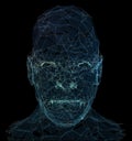 Human head network line abstract background. 3d illustration. Royalty Free Stock Photo