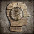 Human head and old compass. Idea concept. Royalty Free Stock Photo