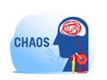 Human head opposite mindset chaos and order in thoughts concept. vector illustration Royalty Free Stock Photo