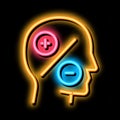 human head plus minus neon glow icon illustration