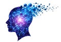 Human head profile with abstract neural network and bubbles isolated on white background Royalty Free Stock Photo