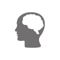 Human head profile with brain symbol, simple black icon, vector illustration isolated on white background Royalty Free Stock Photo
