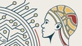 Human Head Profile with Circuitry Brain AI Concept Vector, vector design Generative AI Royalty Free Stock Photo