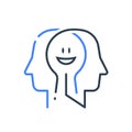 Human head profile, cognitive psychology or psychotherapy concept, positive thinking Royalty Free Stock Photo