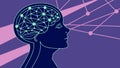 Human Head Profile with Glowing Brain Network, vector design Generative AI Royalty Free Stock Photo