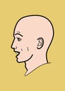 Human head, human emotions. Profile man. Human emotions joy, surprise