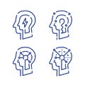 Human head profile and neurons connection net, cognitive psychology or psychotherapy, neurology concept