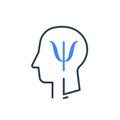 Human head profile and psychology symbol, mental health, help and development