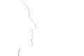 Human head profile sketch silhouette 3D in white color with delicate shadow outline similar to paper cut vector