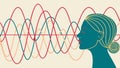 Human Head Profile with Sound Waves for Communication, vector design Generative AI Royalty Free Stock Photo