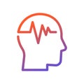 Human head pulse icon, Medical brain and mental health concept, Line design for logo, apps, UI and websites