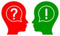 Human head question and answer concept Royalty Free Stock Photo