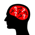 Human head with question mark instead of brain Royalty Free Stock Photo