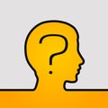 Human head with question mark forming into one line. Vector.