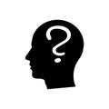 Human head silhouette with question mark illustration Royalty Free Stock Photo