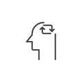 Human head recycle arrows outline icon