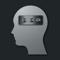 Human head with regulators. The concept of managing and customizing the human mind. Royalty Free Stock Photo
