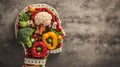 Human Head Sculpture Made of Fruits and Vegetables Royalty Free Stock Photo