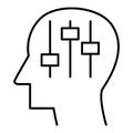 Human head with settiings inside linear icon. psychology. mechanisms of the brain. Technology progress. Thin line