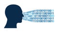 Human head silhouette with binary code for AI and data, vector design Generative AI Royalty Free Stock Photo