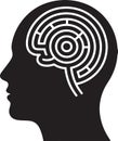 Human Head Silhouette with Brain Maze Concept Representing Mental Complexity and Thought Process Royalty Free Stock Photo