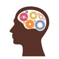 Human head silhouette contains interlocking gears of different colors Royalty Free Stock Photo