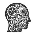Human Head Silhouette With Mechanical Gears vector Royalty Free Stock Photo