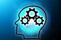 Human head silhouette with gears as a brain. The concept of human thought, intelligence, ideas Royalty Free Stock Photo