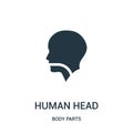 human head silhouette with a line in mouth pharynx and larynx icon vector from body parts collection. Thin line human head