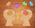 Human head silhouette, mental health symbol. Puzzle. Royalty Free Stock Photo