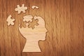 Human head silhouette, mental health symbol. Puzzle. Royalty Free Stock Photo