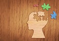 Human head silhouette, mental health symbol. Puzzle. Royalty Free Stock Photo